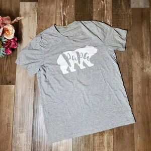 Men's Gray Papa Bear Tee Shirt T-Shirt Size Medium